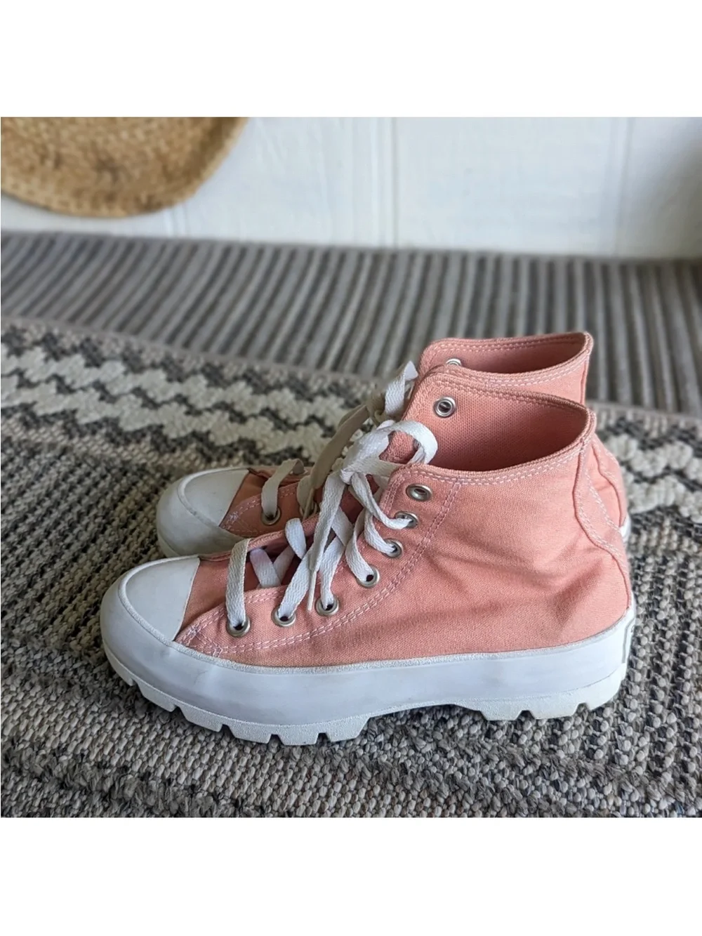 Converse Rose Pink Platform High-Top Lugged Sneakers